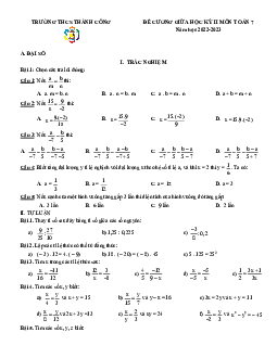 Đề cương giữa kỳ 2 Toán 7 năm 2022 – 2023 trường THCS Thành Công – Hà Nội