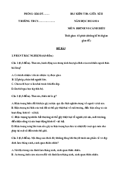 Đề thi giữa học kì 2 môn Hoạt động trải nghiệm hướng nghiệp 8 sách Cánh diều