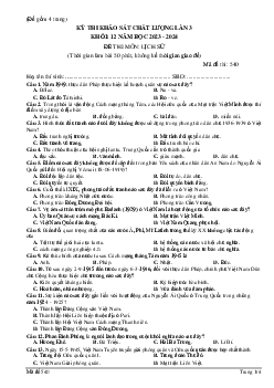 Đề thi thử THPT Quốc gia 2024 lần 3 môn Lịch sử - Mã đề 540 trường THPT Đội Cấn, Vĩnh Phúc