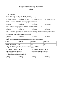 Bài tập cuối tuần Toán lớp 4 Cánh diều - Tuần 1 (Cơ bản)