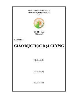 Giáo trình Giáo dục học đại cương | Đại học Đà Lạt