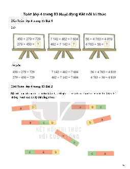 Toán lớp 4 Bài 24: Tính chất giao hoán và kết hợp của phép cộng Kết nối tri thức