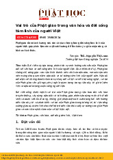 Vai trò của Phật giáo trong văn hóa và đời sốngtâm linh của người Việt