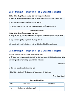 Ôn tập giữa kì 2 Tiếng Việt 3 Chân trời sáng tạo Tiết 6 trang 76