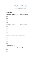 Đề thi giữa kỳ học kỳ 1 môn Toán lớp 1 năm học 2024 - 2025 - Đề số 1 | Bộ sách Kết nối tri thức