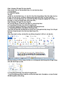 Giải bài tập SGK Tin học 6 bài 18: Trình bày trang văn bản và in | Chân trời sáng tạo