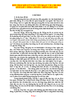Sáng kiến kinh nghiệm rèn kỹ năng viết đoạn văn cho học sinh lớp 3 theo chương trình GDPT 2018