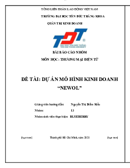 Dự án mô hình kinh doanh Newol | Báo cáo đề tài môn Thương mại điện tử
