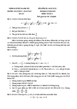 Đề thi HK2 Toán 9 năm 2018 – 2019 phòng GD&ĐT Thanh Trì – Hà Nội
