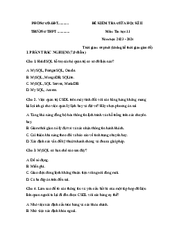 Đề thi giữa học kì 2 môn Tin học 11 năm 2023 - 2024 sách Kết nối tri thức với cuộc sống