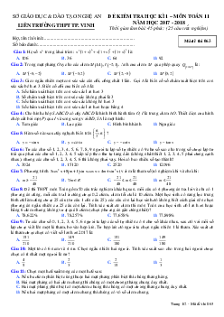 Đề kiểm tra HK1 Toán 11 năm học 2017 – 2018 liên trường THPT thành phố Vinh – Nghệ An