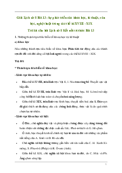 Giải Lịch sử 8 Bài 13: Sự phát triển của khoa học, kĩ thuật, văn học, nghệ thuật trong các thế kỉ XVIII - XIX | Kết nối tri thức