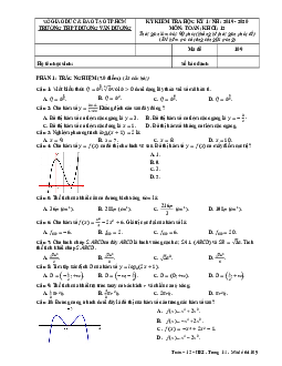 Đề thi HK1 Toán 12 năm 2019 – 2020 trường THPT Dương Văn Dương – TP HCM