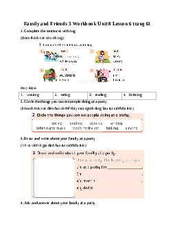 Family and Friends 3 Workbook Unit 8 Lesson 6 trang 61