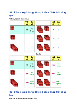 Giải SGK Toán lớp 2 trang 38, 39, 40, 41 Đơn vị, chục, trăm, nghìn| Chân trời sáng tạo