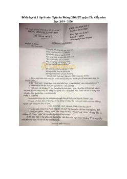 Đề thi học kì 1 lớp 9 môn Ngữ văn Phòng GD&ĐT quận Cầu Giấy năm học 2019 - 2020