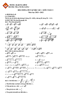 Đề cương ôn tập học kì 1 Toán 9 năm 2021 – 2022 trường THCS Thăng Long – Hà Nội