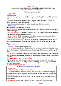 Giáo án GDCD 6 Bài 9: Công dân Nước Cộng Hòa Xã Hội Chủ Nghĩa Việt Nam | Kết nối tri thức