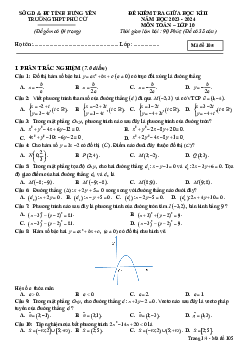 Đề giữa kỳ 2 Toán 10 năm 2023 – 2024 trường THPT Phù Cừ – Hưng Yên