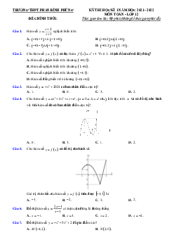 Đề thi HK1 Toán 12 năm 2021 – 2022 trường THPT Phan Đình Phùng – Hà Nội
