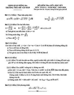Đề giữa học kì 1 Toán 9 năm 2023 – 2024 trường THCS Bế Văn Đàn – Hà Nội