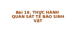 Giáo án điện tử Khoa học tự nhiên 6 bài 18 Chân trời sáng tạo : Thực hành quan sát tế bào sinh vật
