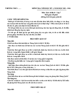 Đề thi học kì 1 môn Lịch sử - Địa lí 7 năm 2023 - 2024 sách Chân trời sáng tạo - Đề 6