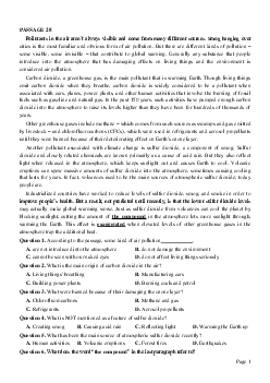 PASSAGE 28_Theme 1. Environment and Nature (Môi trường và thế giới tự nhiên)