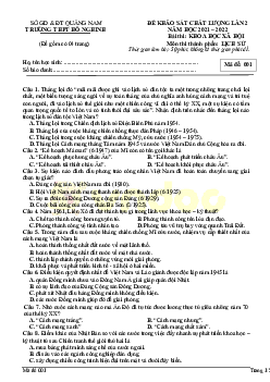 Đề thi thử THPT Quốc gia 2022 môn Lịch sử lần 2 trường THPT Hồ Nghinh, Quảng Nam - có đáp án