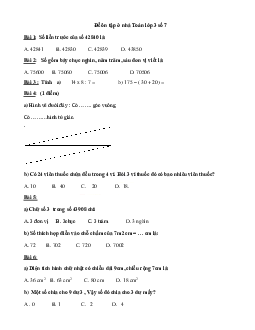 Đề ôn tập ở nhà Toán lớp 3 số 7 (Tuần từ 08/2 - 13/2/2021)