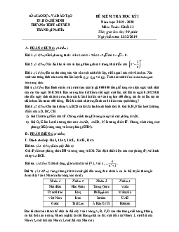 Đề thi học kì 1 Toán 11 năm 2019 – 2020 trường THPT chuyên Trần Đại Nghĩa – TP HCM