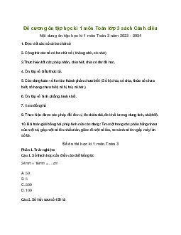 Đề cương ôn thi học kì 1 môn Toán lớp 3 năm 2023 - 2024 (Sách mới)