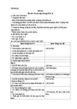 Giáo án Toán lớp 4 Tuần 33 | Kết nối tri thức