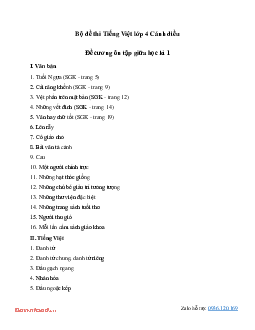 Đề thi giữa học kì 1 môn Tiếng Việt 4 năm 2023 - 2024 sách Cánh diều | Đề 5
