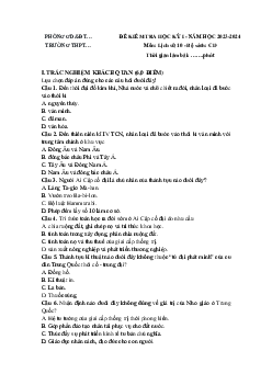Giải đề thi học kì 1 môn Lịch sử 10 năm 2023 - 2024 sách Cánh diều đề 5
