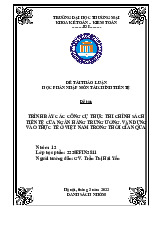 Các công cụ của chính sách tiền tệ ở Việt Nam– Thực trạng và giải pháp hoàn thiện | Bài thảo luận tài chính tiền tệ