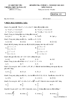 Đề học kì 1 Toán 10 năm 2022 – 2023 trường THPT Ngô Gia Tự – Phú Yên