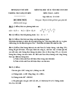 Đề thi HK2 Toán 8 năm 2019 – 2020 trường THCS Lê Quý Đôn – TP HCM