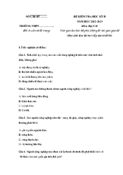 Đề thi học kì 2 môn Địa lí 10 năm 2022 - 2023 sách Cánh diều | Đề 1