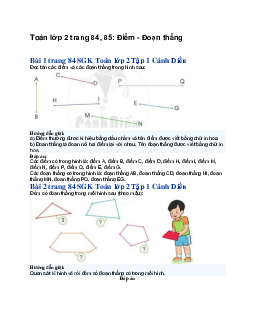 Toán lớp 2 trang 84, 85: Điểm - Đoạn thẳng | Cánh diều
