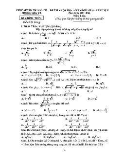 Đề thi HSG Toán 9 cấp huyện năm 2020 – 2021 phòng GD&ĐT Thanh Sơn – Phú Thọ