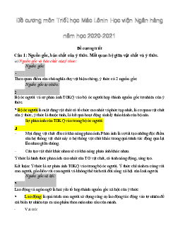Đề cương môn Triết học Mác Lênin Học viện Ngân hàng năm học 2020-2021 | Học viện Ngân Hàng