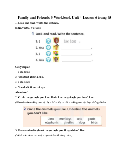 Family and Friends 3 Workbook Unit 4 Lesson 6 trang 35 I like monkeys!