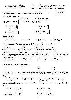 Đề thi giữa HK2 Toán 12 năm 2020 – 2021 trường THPT Hai Bà Trưng – TT Huế