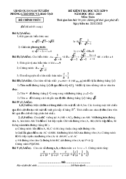 Đề học kì 1 Toán 9 năm 2022 – 2023 phòng GD&ĐT Nam Từ Liêm – Hà Nội