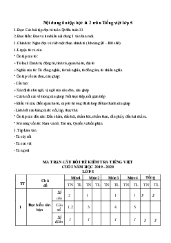 Đề cương ôn tập học kì 2 môn Tiếng Việt lớp 5 năm 2019 - 2020