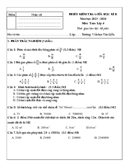 Đề thi giữa học kì 2 môn Toán 4 năm 2023 - 2024 sách Cánh diều | đề 2