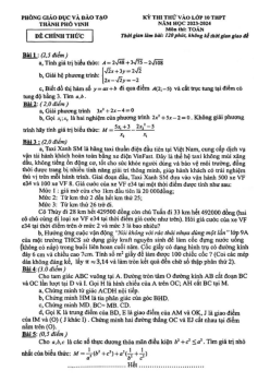 Đề thi thử Toán vào lớp 10 năm 2023 – 2024 phòng GD&ĐT thành phố Vinh – Nghệ An