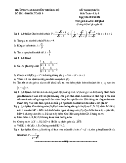 Đề thi học kỳ 2 Toán 9 năm 2023 – 2024 trường THCS Nguyễn Trường Tộ – Hà Nội