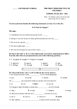 Đề thi học kì 1 môn Tiếng Anh 8 năm 2023 - 2024 sách i-Learn Smart World